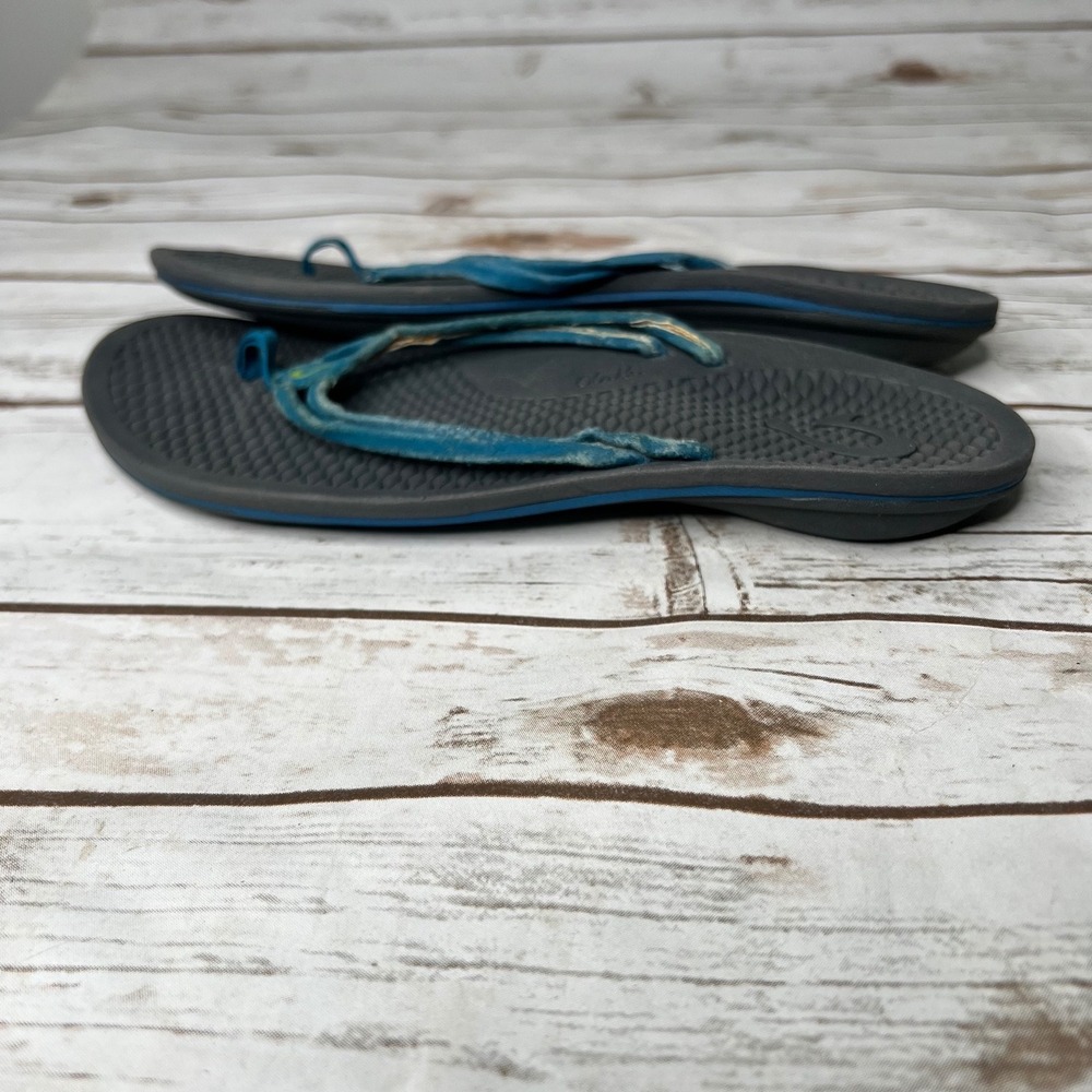 OluKaiโ Ho'opio Flip Flops Dark Shadow Blue Water Resistant Sandals Womens 8